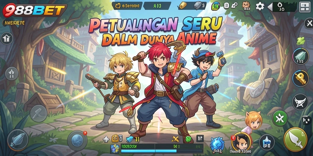 Tampilan aksi seru dalam game Anime 988BET.