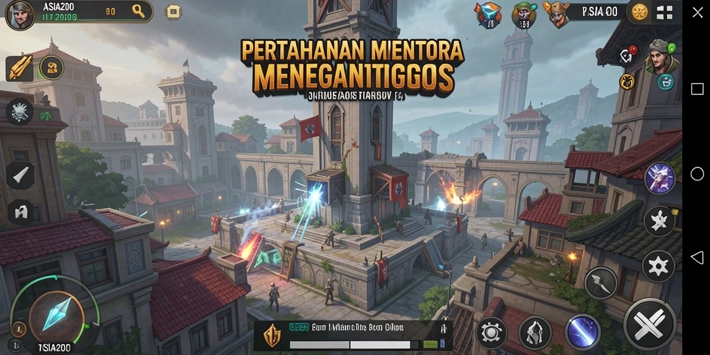 Tangkapan layar gameplay <strong>ASIA200</strong> menampilkan aksi menegangkan dalam Tower Defense.