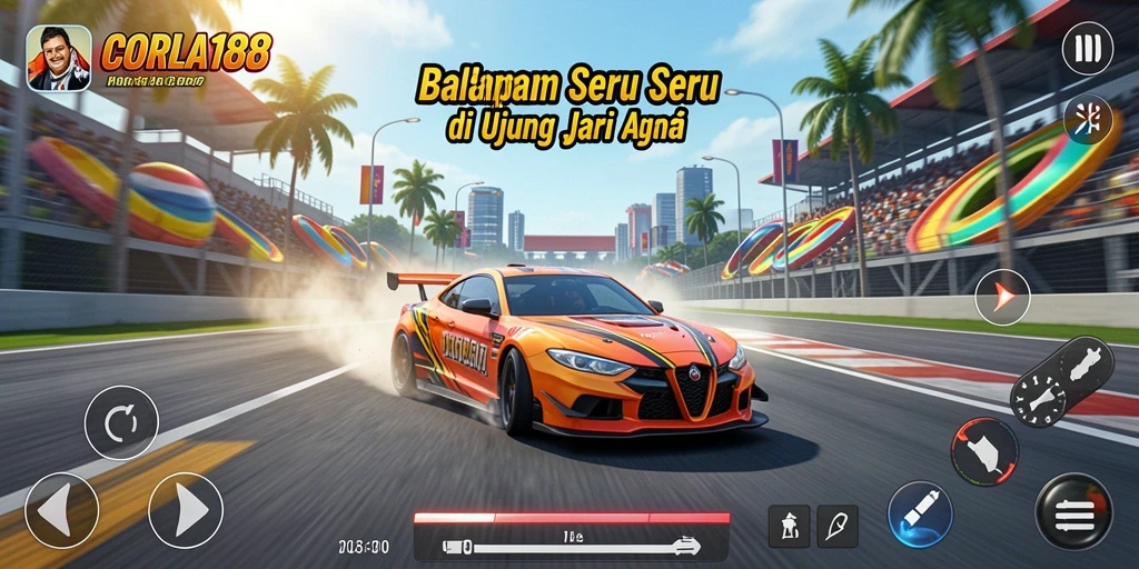 Screenshot gameplay CORLA188 menunjukkan aksi balapan yang mendebarkan.