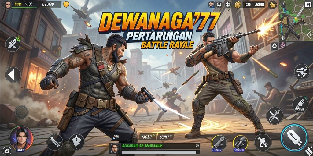 Tampilan gameplay seru dalam DEWANAGA77 dengan aksi Battle Royale yang mendebarkan.