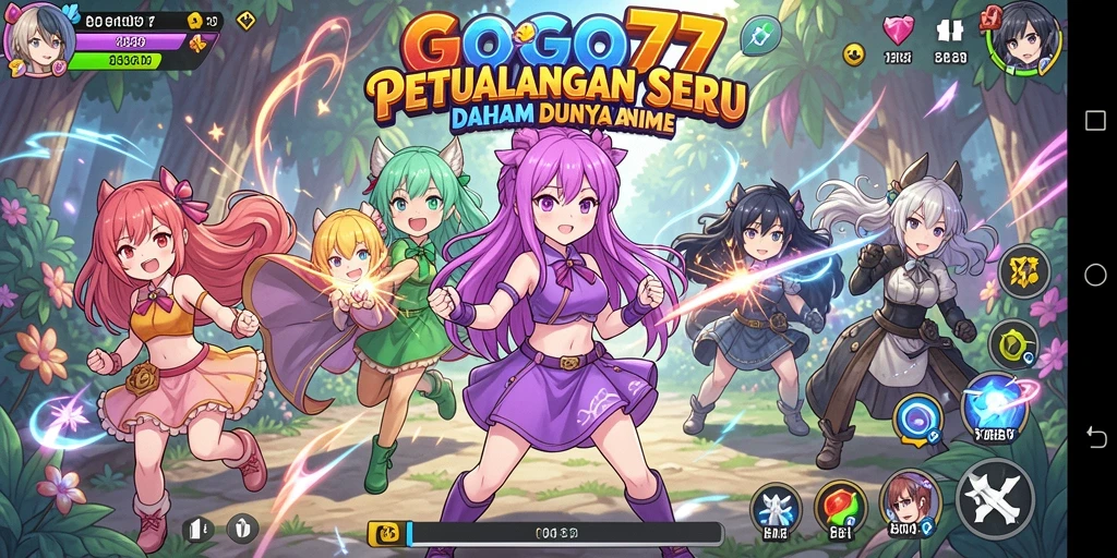 Screenshot gameplay GOGO77 menampilkan aksi seru karakter anime.