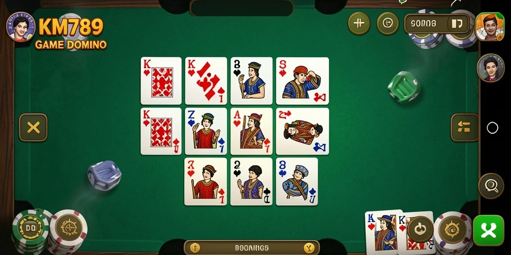 Tampilan gameplay seru di KM789 yang menampilkan aksi Domino.