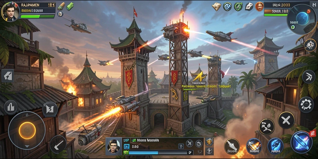Tangkapan layar menunjukkan aksi seru dalam gameplay Tower Defense.