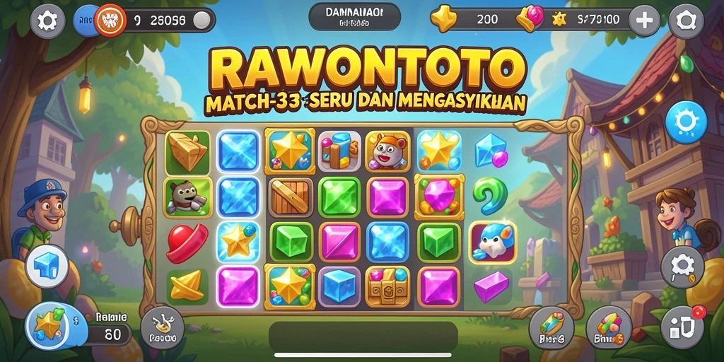 Gameplay Match-3 yang menantang dan penuh warna.