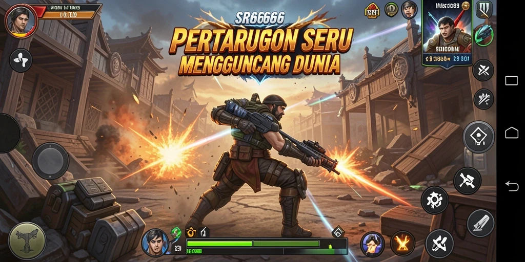 Screenshot gameplay SR6666 menampilkan pertarungan karakter yang dinamis dan mendebarkan.