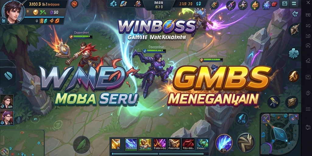 Screenshot gameplay <strong>WINBOSS</strong> dengan pertarungan intens antar pahlawan di arena.